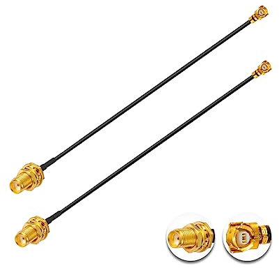 Vecys 2PCS U.F.L1 a SMA Hembra Cable Coaxial de Baja Pérdida 8 /20CM U.F.L1 1.37mm Mini-Coaxial Pigtail Cable para Routers Inalámbricos Mini PCIE Tarjetas de Red PCI Wi-Fi WAN Repetidor