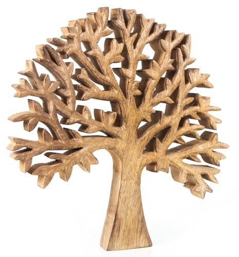 Logbuch-Verlag Scultura a Forma Albero della Vita in Legno Marrone da appoggiare Idea Regalo Famiglia Figura Statuetta Decorativa Decorazione 31 20 cm
