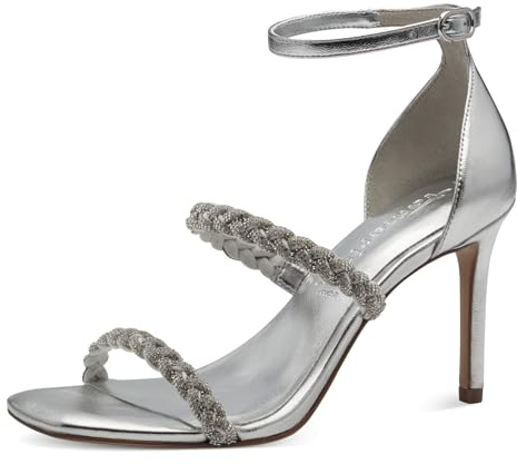 Tamaris Damen Sandalen mit Absatz Vegan Stilettoabsatz Sommer; SILVER/metallic; 40