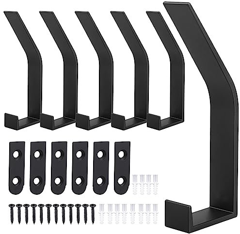 Lot de 8 crochets porte-manteaux noirs - Grands crochets doubles pour serviettes - À visser - Invisibles - Pour la maison, la cuisine, la salle de bain, le bureau, les sacs, les vestes, les manteaux