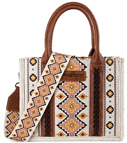 Wrangler Tragetasche für Damen, Boho-Azteken-Geldbörsen mit charakteristischem Gitarrengurt, M Angel White (Gitarrengurt)