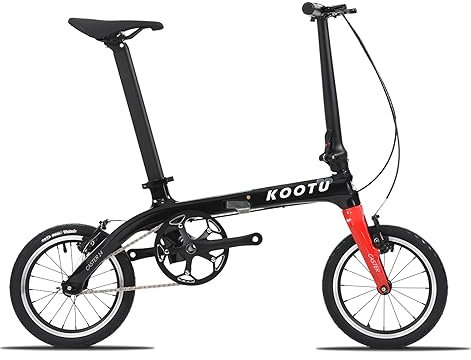 KOOTU Carbonfaser-Klapprad 14-Zoll-Rad Schülerfahrrad One-Touch-Faltrad 6,7 kg Mini Single-Speed Fahrrad