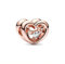 Nbsameng S925 pendentif en argent sterling pour bracelets et colliers Pandora, un cadeau de fête pour les femmes, les filles, Cœur brillant (or rose)