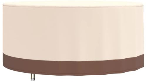 vidaXL Gartenmöbel Abdeckung, Abdeckplane Wasserdicht Wetterfest, Rund Schutzhülle für Gartentische Terrassenmöbel, Garnitur Schutzhaube Abdeckplane, Beige Ø 183x71cm 600D Oxford
