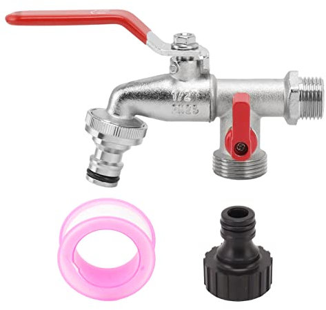 Robinet D'extérieur, 1 Entrée 2 Sorties, Sortie D'eau à Double Contrôle, Robinet De Jardin Polyvalent, Robinet En Cuivre, Noyau De Valve, Tuyau, Filetage, Robinet De Jardinage Pour Arroser les Fleurs