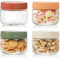 KAHEIGN 4Pcs Overnight Oat Jars, 300ml Wide Mouth Glass Jars Overnight Oat Mason Jars Containers with Leak Proof Screw Lid for Food Storage, Dry Food, Snacks, Candies, Beans (4 Colors)
