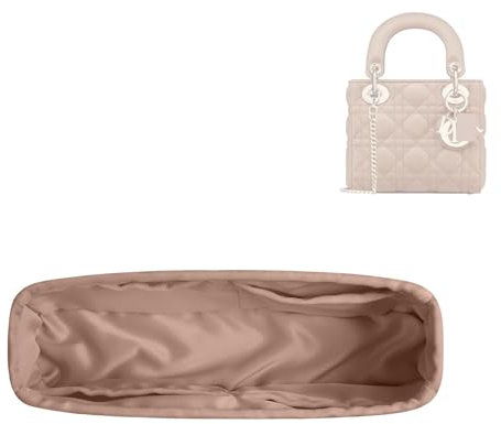 DGAZ Handtasche Tasche Organizer, Seide Tasche Innentasche für Lady Dior, Seidige Berührung Taschenorganizer Shaper Einsatz (Quebracho, Lady Dior Mini)
