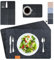 ARTAND Platzsets Abwaschbar Filz Tischsets Ausschließlich Vegane Platzdeckchen mit Untersetzer Bestecktasche - 6er Set, 05 Filz Anthrazit