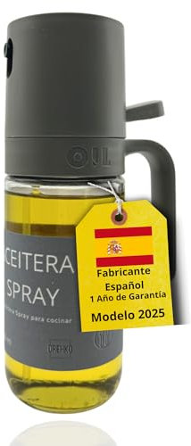 DREHKO® SÚPER PACK de 2 Pulverizador Aceite Spray PREMIUM 250 ml – Dispensador de Aceite Cocina y Freidora de Aire, Aceitera Spray Antigoteo Botella de Vidrio, Reutilizable, Libre de BPA, Barbacoa