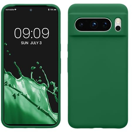 kwmobile Carcasa Compatible con Google Pixel 8 Pro Funda - Case TPU y Silicona antigolpes - Apto Carga inalámbrica - Verde trébol
