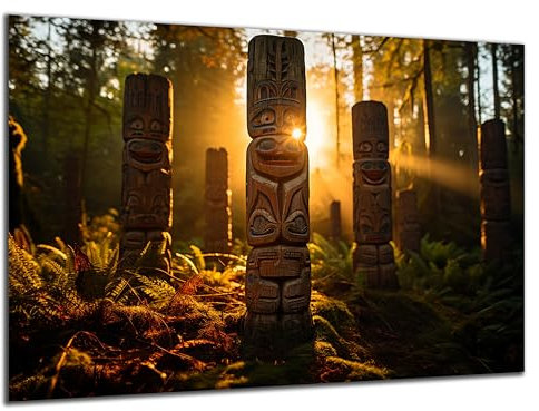 DARO Design - Wand-Bild 6mm HDF 70x50 cm Tiki Polynesien - Wand-Deko Bilder Wohnzimmer