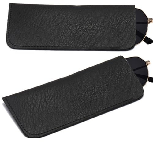 WKRTDY 2 Stück Leder Brillenetuis, weiche Sonnenbrillenetuis für Damen und Herren, stilvolle, tragbare Brillentasche schützt Ihre Brille, praktischer Soft-Beutel zum Verstauen von Brillen
