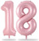 Palloncino per il 18° compleanno, decorazione XXL, numero pastello, rosa, palloncino per 18 anni, decorazione di compleanno, 40 pollici, colore rosa chiaro, palloncino con numeri 18 palloncini per