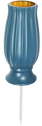 AWHAO Vaso Da Cimitero Vaso Commemorativo Tappo Impermeabile Rimovibile Vaso Da Pavimento per Esterni Decorazione Tombale per Tomba Da Giardino, Blu