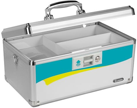 Glosen Medizinbox, Medikamenten Aufbewahrung Verschließbare Box, Hausapotheke, Medikamentenschrank, Medikamentenbox mit Schloss 15,9 * 9,3 * 7,48 Zoll (Extra groß)
