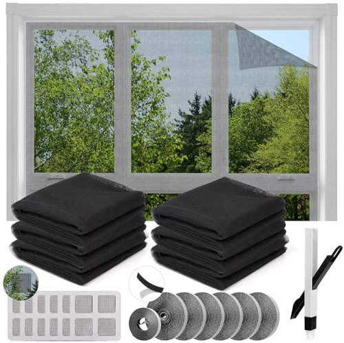 VEVOQIM Fliegengitter Fenster, Insektenschutz Fenster 130x150cm, Selbstklebend Moskitonetz Fenster, Fliegennetz Fenster, Fliegengitter für Fenster, Insektenschutz für Fenster (6 Stück)