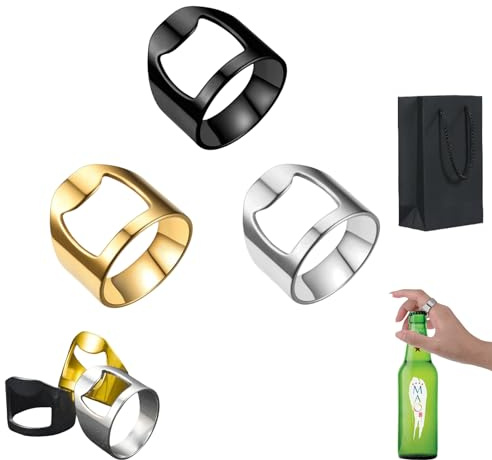 Bartender Ring,Bartender Ring Bottle Opener,Stainless Steel beer bottle opener,Portable bottle opener ring for Bars, Parties, House Parties. (3pcs, 8#)