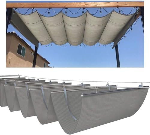 Kanduo Bâche de pergola rétractable Auvent rétractable, auvent de pergola Coulissant, Amovible, Personnalisable, Le Prix ci-Dessus est for 1 mètre carré Auvent rétractable à Vagues