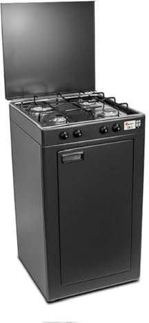 Parker Fornello Cucina a Gas Gpl 4 Fuochi grigio grafite e piano acciaio inox con Mobile Portabombola Made in Italy - 541GSPGP