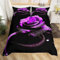 Homemissing Fille 3D Roses Housse de Couette 240x260cm Femmes Chic imprimé Violet Parure de Lit Luxe Romantique Fleurbrille Sets de Housse de Couette Enfants Adolescents
