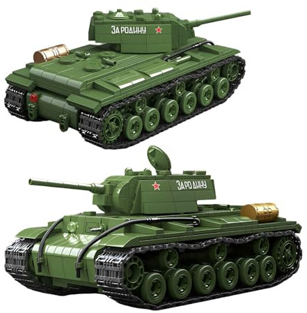 Fuleying Militär KV-1 Schwerer Panzer Bausteine Bausatz, WW2 Technik Militär Panzer Klemmbausteine, Armee Panzer Modell Konstruktions Spielzeug für Erwachsene, 1192 Teile