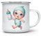 MAXIKIWI Langlebige Emaille-Kaffee- oder Tee-Campingbecher für drinnen und draußen, Minz-Babyparty, 350 ml