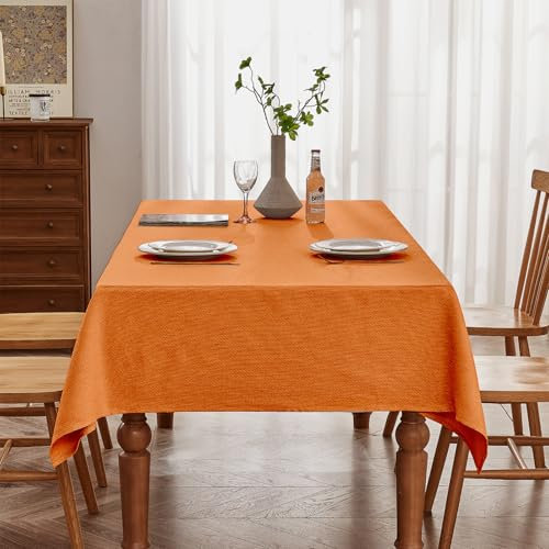 BALCONY & FALCON rechteckige Jacquard-Tischdecken ,Leinenoptik Tischtuch in Küchen, Restaurants, Cafés, Gärten, im Freien, Partys, Hochzeiten, Festivals (Kürbis, 140 x 240 cm)