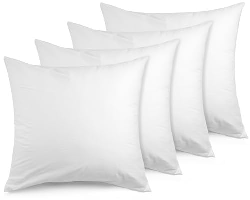 ATsense 4er Set Kissenbezug 40x40 cm - 100% Baumwolle, Weiß Kopfkissenbezug Weich und Hypoallergen, ÖkoTex Zertifiziert, Kissenhülle mit Reißverschluss für Allergiker Geeignet