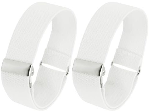 PATIKIL Adjustable Arm Bands, 2 Pack/1 Pair Anti-Slip Sleeve Garter Elastic Shirt Sleeve Holders for Men Women, White