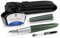 Diplomat Aero Füllhalter Set in Evergreen mit Edelstahlfeder M, Füllhaltertinte in Königsblau und Stift-Etui aus Echtleder, Füllfederhalter, Füller