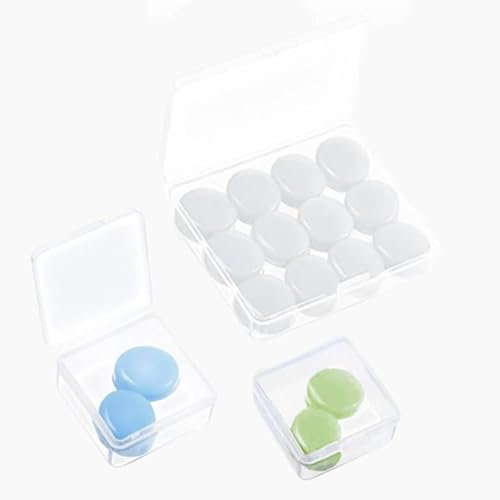 8 Paires Bouchons d'Oreille Antibruit pour Dormir, Boule Quies en Silicone Souple Moulables Réutilisables Confortables Lavables pour Sommeil Natation Ronflement Avion Travail (Blanc, Bleu, Vert, 27dB)