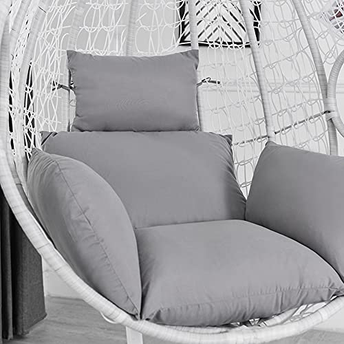DKIEI Hanging Basket Swing Chair Cushion, Egg Chair Cushion Replacement with Headrest Pillow, Hanging Basket Seat Cushion Hammock with Filling Cotton for Patio Porch Backyard, Grey(Cushion Only)