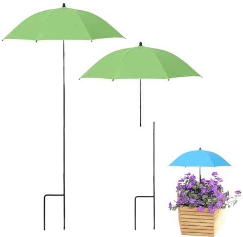 2 PCS Pflanzenschirm Im Freien,63cm größerer Gartenpflanzenschirm mit verstellbarem Winkel,Plant Shade für Den Garten Im Freien für Den Außenbereich,Sonnenschutz für Terrassenblumen (Grün + Grün)