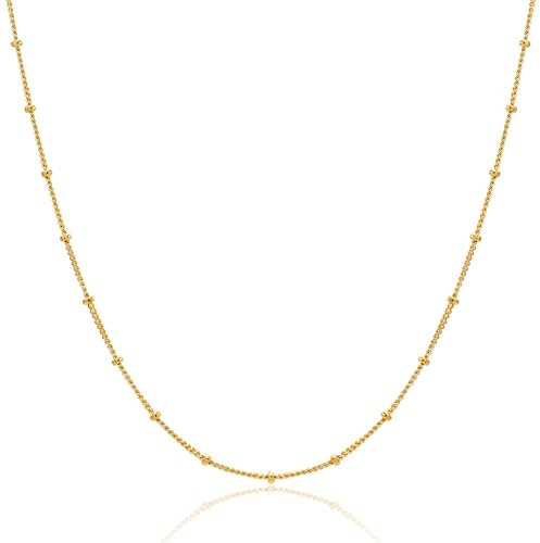 MIORE Kette Damen, 925 Silber 18K Vergoldet, Fantasie Collier vergoldete Silberkette, Kette Silber 46 cm, Schmuck Damen allergenfrei & handgemacht in Italien, Silberschmuck in hochwertiger Schmuckbox