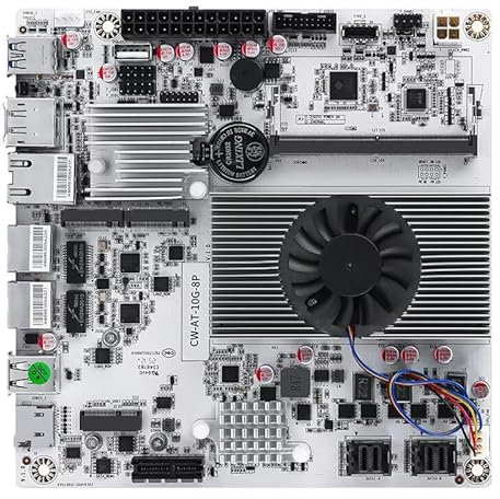 Intel N150 Mini-ITX NAS Mainboard (12. Gen) | 10GbE + 2X 2.5G LAN | DDR5 SO-DIMM 48GB | 2X NVMe & 8X SATA per SFF-8643 | PCIe x4, USB-C, HDMI/DP 4K | Für NAS/Firewall/Homelab-Server