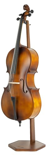 STRICH Wooden Cello Stand with Bow Holder, Heavy-Duty Floor-Standing Display Stand, Cello Wood Floor Stand for 1/2, 1/4, 3/4, 4/4,1/8, 7/8 Full Size, for Home and Studio