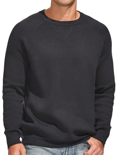 USALL Herren Langarm Winter Einfarbig Strickpullover Strick Pulli Warm Sweater für Männer Baumwolle Knit Sweat