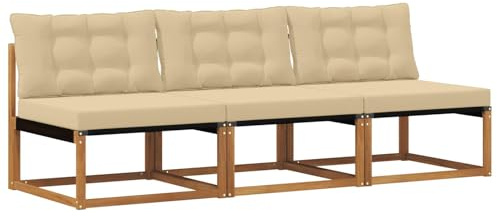 vidaXL 3 Stück Outdoor Mittelsofa Massivholz Akazie Natur, Balkonmöbel, moderner Outdoor-Stil, langlebiges Akazienholz-Loungeset für chillige Gartenmomente