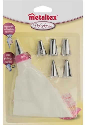 Profi Spritzbeutel Set 7-teilig mit 6 Spritztüllen Edelstahl Baumwolle kochfest