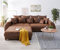 DELIFE Big-Sofa Violetta Braun 310 x 135 cm Antik Optik inklusive Hocker Kissen Big-Sofa