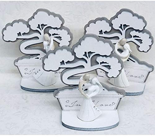 6 PZ Collezione BONSAI coppia sposi albero della vita resina BOMBONIERA