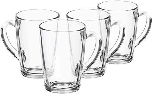 Maison by Premier Light Weight Double Walled Mugs Compact Glass, Versatile Coffee Cups Set of 4, H13 x L8 x W12cm