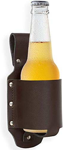 JIUJ Beer Leather Holster,beer Holster Holder For Standard Beer Bottles And Tins 2 Pack Brown