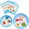 WERNNSAI Gone Fishing Party Supplies Set - Little Fisherman Party Tableware for Boy Birthday Baby Shower Fish Themed Dinner Dessert Reusable Plate Luncheon Napkin Serves 16 Guests 48 PCS
