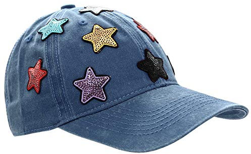 dy_mode Damen Kappe Basecap Baseball Cap Mütze Schirmmütze mit Pailletten - K101 (K101-Tiefblau)