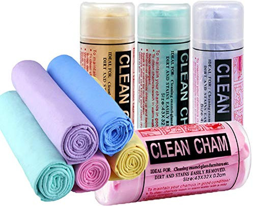 5 Pièces Peau de Chamois Chiffons de Nettoyage de Voiture Naturelle Chiffons de Nettoyage Chiffon Serviette de séchage Super Doux et Absorbant (43cmx66cm)