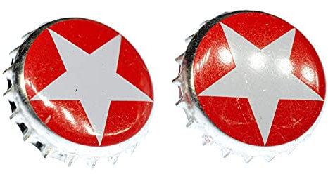 Miniblings Kronkorken Sterni Manschettenknöpfe Knöpfe + Box Bier roter Stern - Herrenschmuck Manschettenknopf Cufflinks Hemdknöpfe I Holzbox inklusive