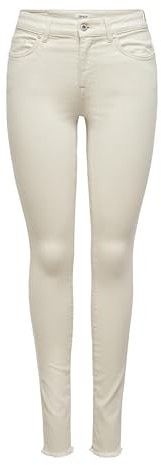ONLY Damen Skinny Fit Ankle Jeans Stretch Denim Hose Fransen am Saum ONLBLUSH Cropped Röhrenjeans