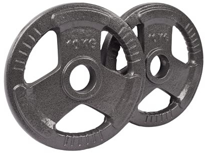 Exersci Cast Iron 2 Tri Grip Weight Plates 10 KG Pair - Weight lifting, Gym, Fitness, Squat, Bench Press, Deadlift