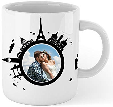 CreaTu Mug – Voyage – Personnalisé – Fabriqué en Italie (bleu, 9,5 x 8,2 cm)